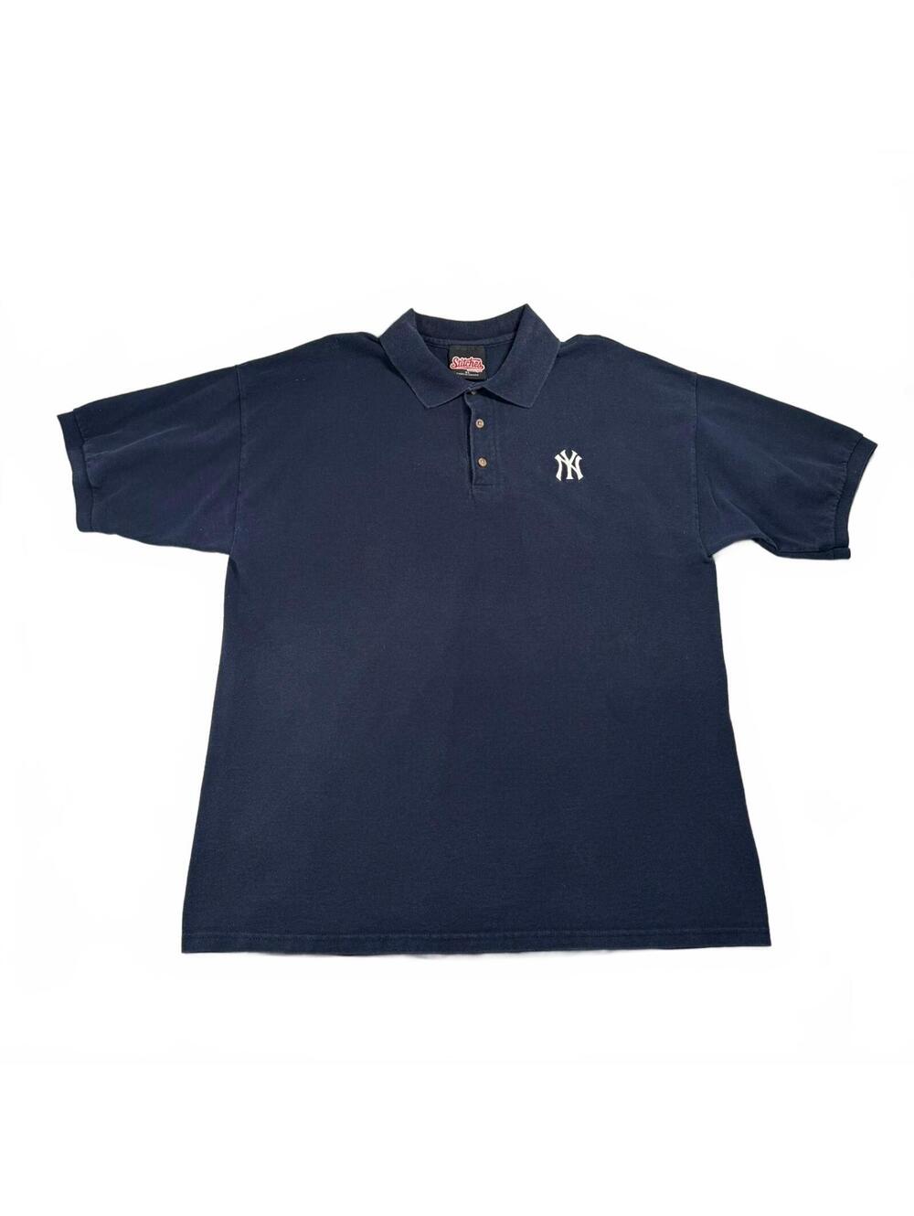 Vintage Y2K New York Yankees Polo Stitches Athletic Gear Navy MLB Mens XL